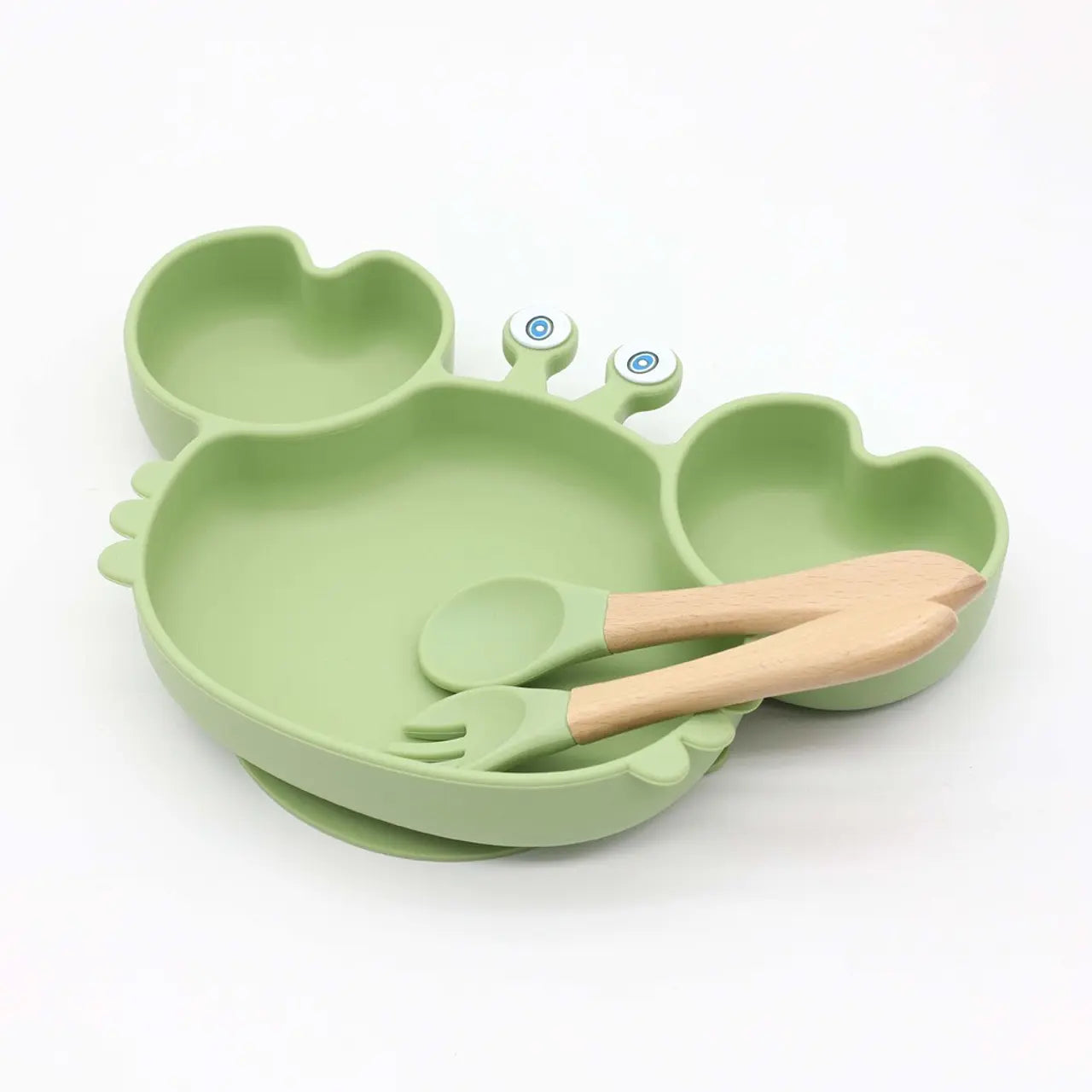 Plato silicona cangrejo con set cubiertos