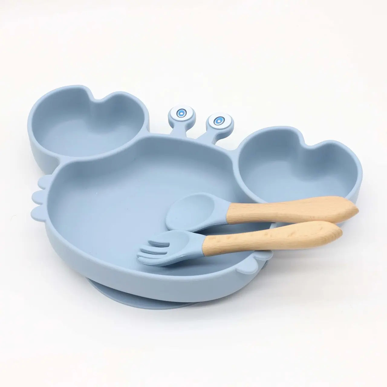 Plato silicona cangrejo con set cubiertos
