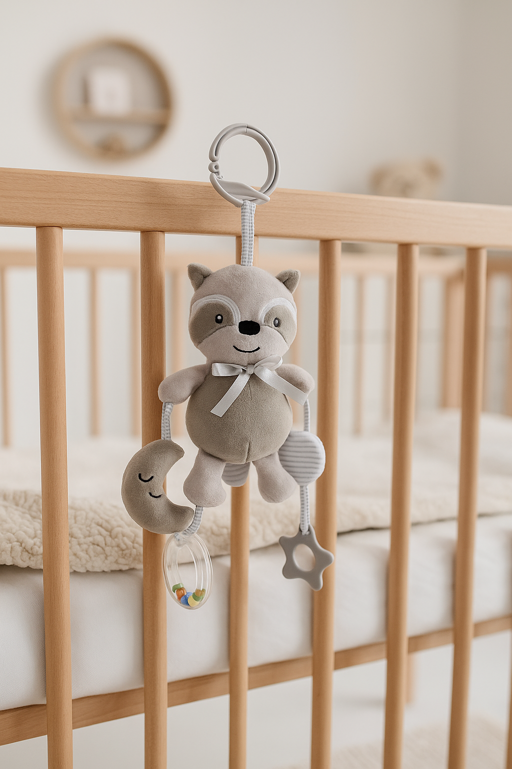 Sonajero mapache de peluche Cleo Aventuras