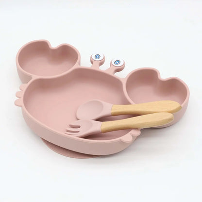 Plato silicona cangrejo con set cubiertos