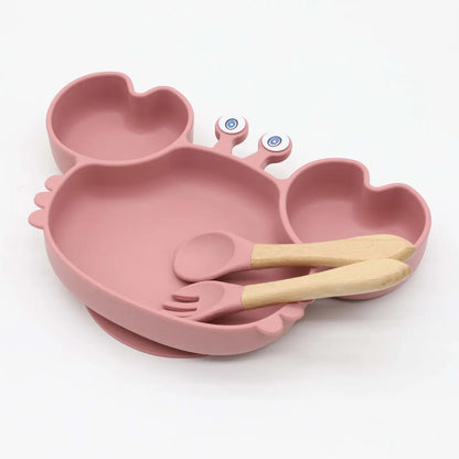 Plato silicona cangrejo con set cubiertos