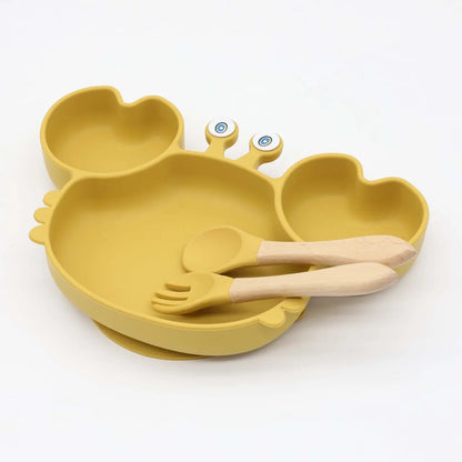 Plato silicona cangrejo con set cubiertos