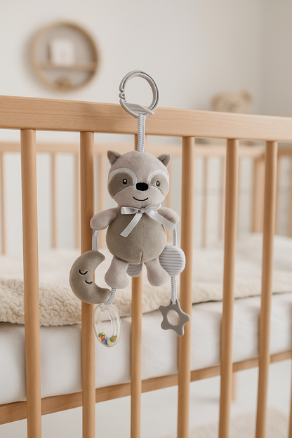 Sonajero mapache de peluche Cleo Aventuras