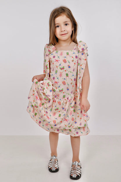 Vestido Expansible de Lazos – Estampado insectos 🎀✨