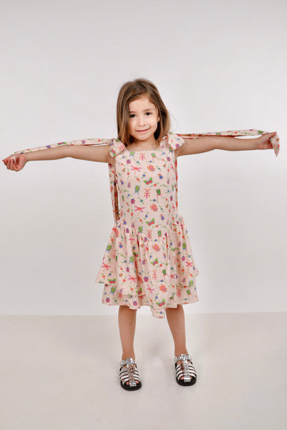 Vestido Expansible de Lazos – Estampado insectos 🎀✨