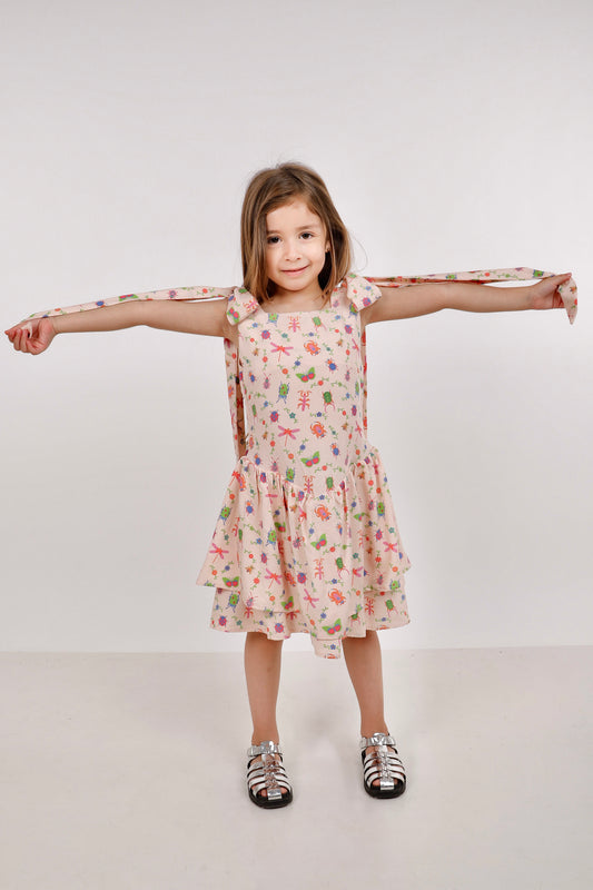 Vestido Expansible de Lazos – Estampado insectos 🎀✨