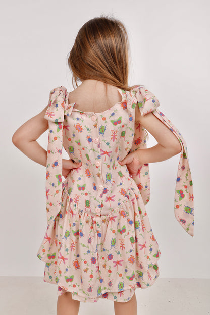 Vestido Expansible de Lazos – Estampado insectos 🎀✨