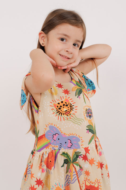 Vestido Expansible de Amarras – Estampado animales ✨🎀