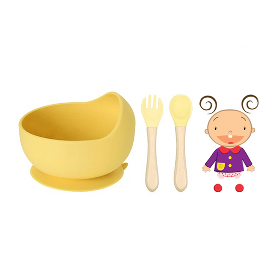 Set plato silicona y cubierto para bebe