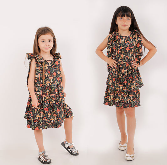 Vestido Expansible de Lacitos – Estampado Hongos 🍄✨